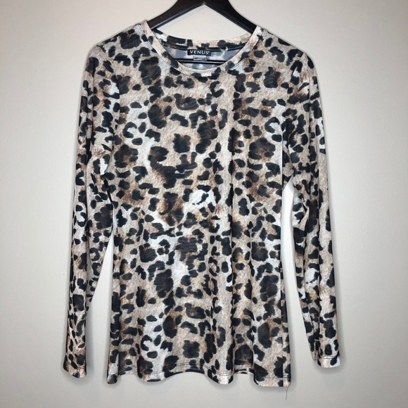 VENUS leopard print long sleeved sheer top small - Picture 1 of 3